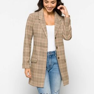 *Worn once* BB Dakota x Steve Madden Glen Plaid Longline 3 Button Blazer